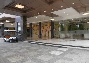 Carnation Hall lobby and entrance area at Chattarpur Farms in Nagpur