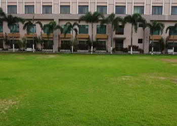 Green Daffodil Lawn surrounded by venue buildings in Nagpur