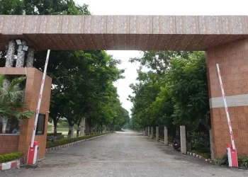 Main entrance driveway at Chattarpur Farms in Nagpur
